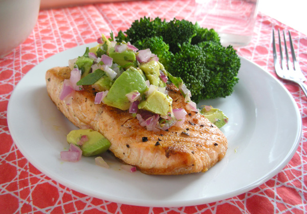 cayenne-rubbed salmon with avocado salsa