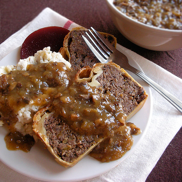 vegetarian mushroom nut roast in puff pastry