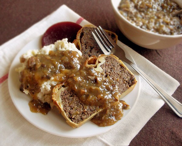 vegetarian mushroom nut roast in puff pastry