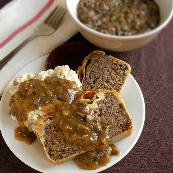 vegetarian mushroom nut roast in puff pastry