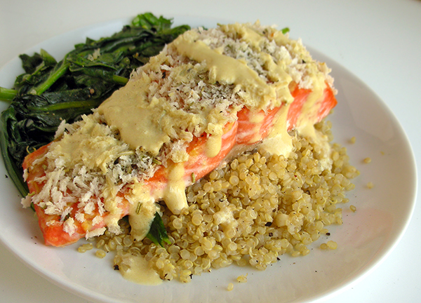 panko-topped salmon with dijon sauce