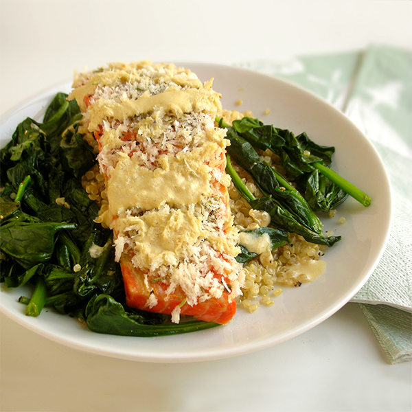 panko-topped salmon with dijon sauce