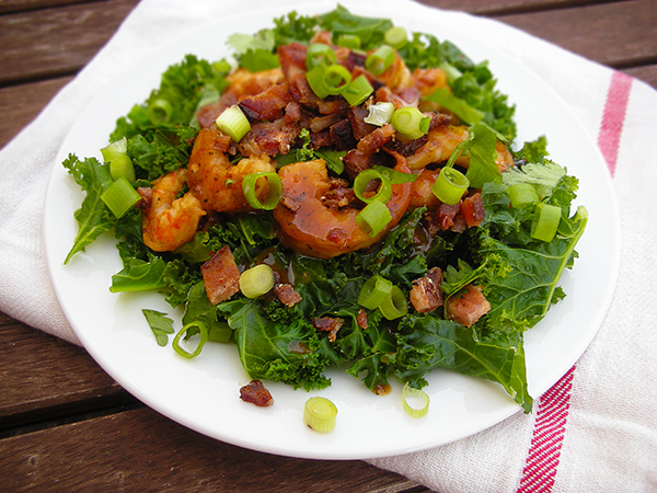 BBQ Bacon Shrimp with Kale