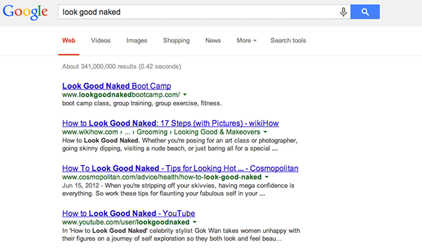 "Look Good Naked" Google Search Results