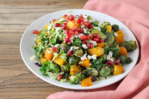 Roasted Brussels Sprouts and Squash with Pomegranate