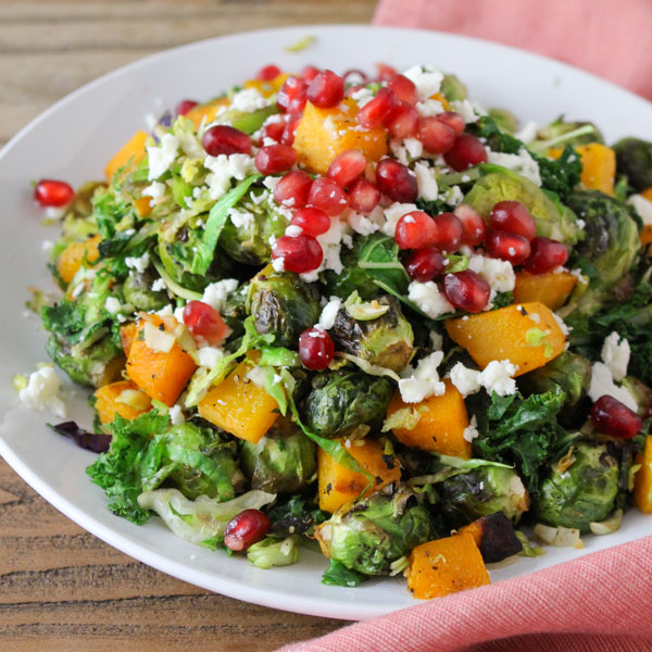 Roasted Brussels Sprouts and Squash with Pomegranate