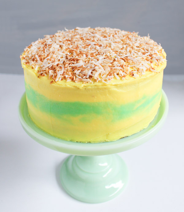 Pina Colada Cake with Toasted Coconut