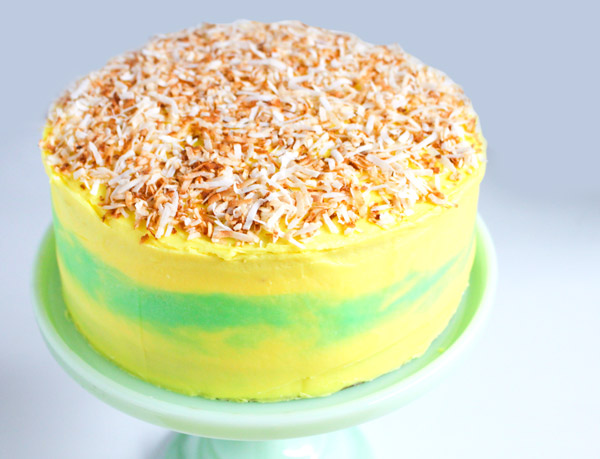 Pina Colada Cake with Toasted Coconut