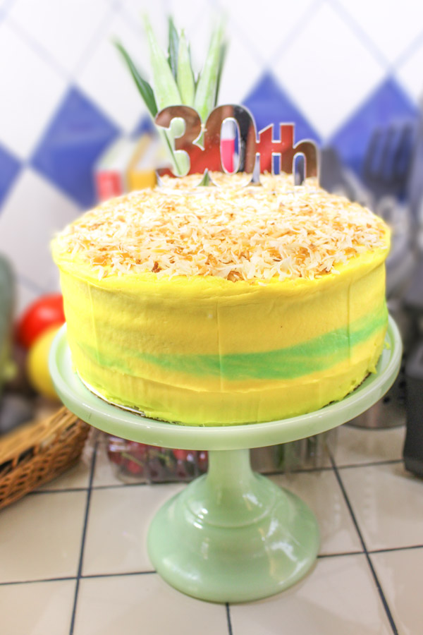 Pina Colada Cake with Toasted Coconut