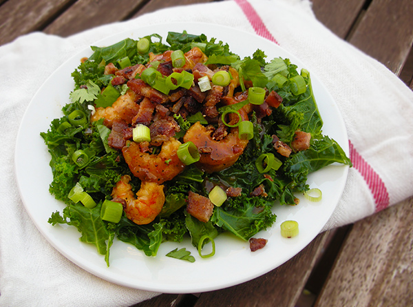 BBQ Bacon Shrimp with Kale